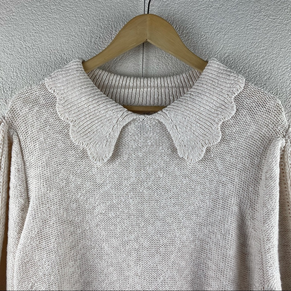 SOLD l L Retro Collared Cream Short Sleeve Crewneck T-Shirt Sweater - Picture 5 of 16